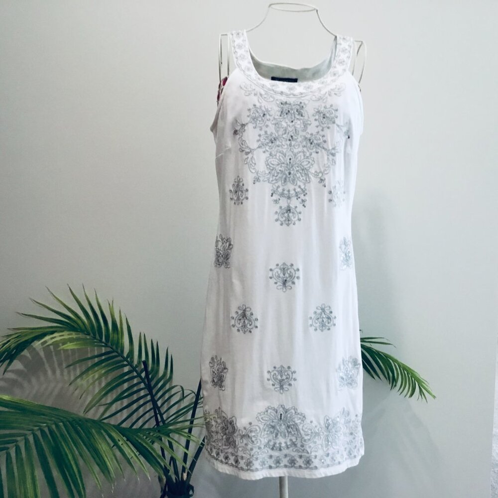 INC International Concepts Sequined & Embroidered Knit Dress - Medium